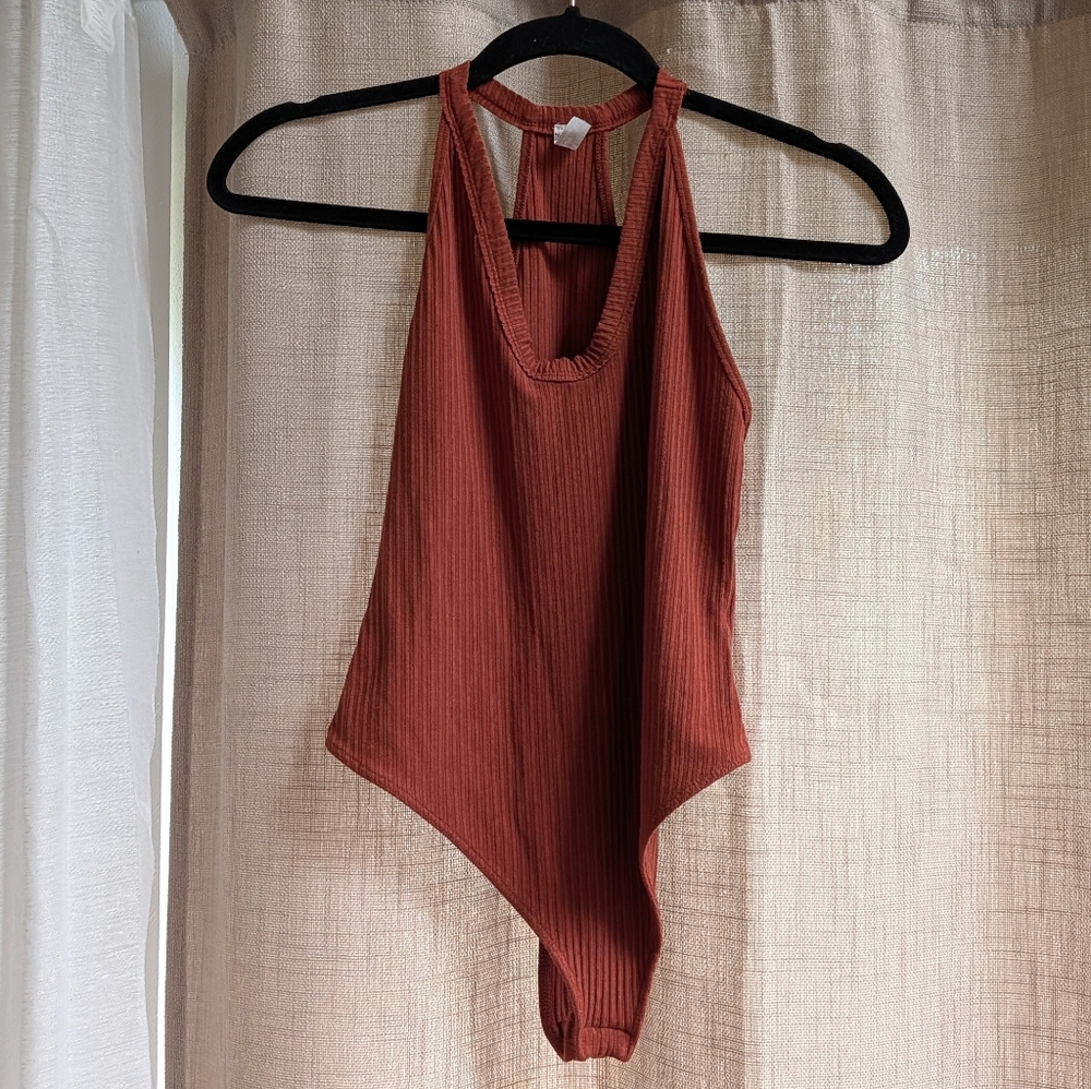 Free People Rust Ribbed Bodysuit - Picture 2 of 8